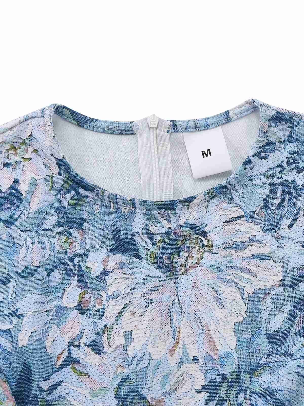 [Vorverkauf] Blau 1950er All-Over Ölmalerei Blumen Ärmelloses Kleid - Image 4