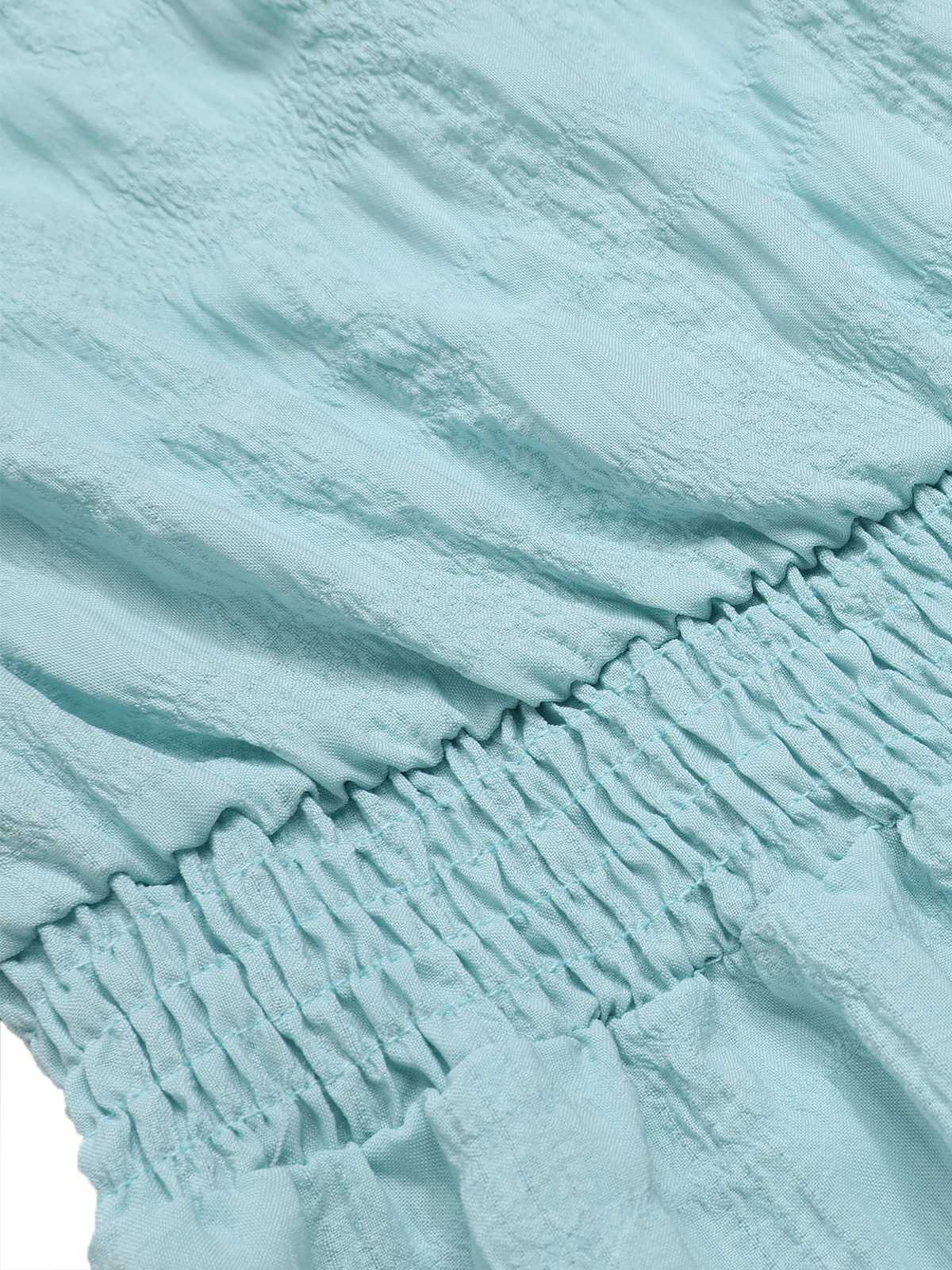 Blau 1950er Bandeau Rüschen Romper mit Gürtel - Image 4