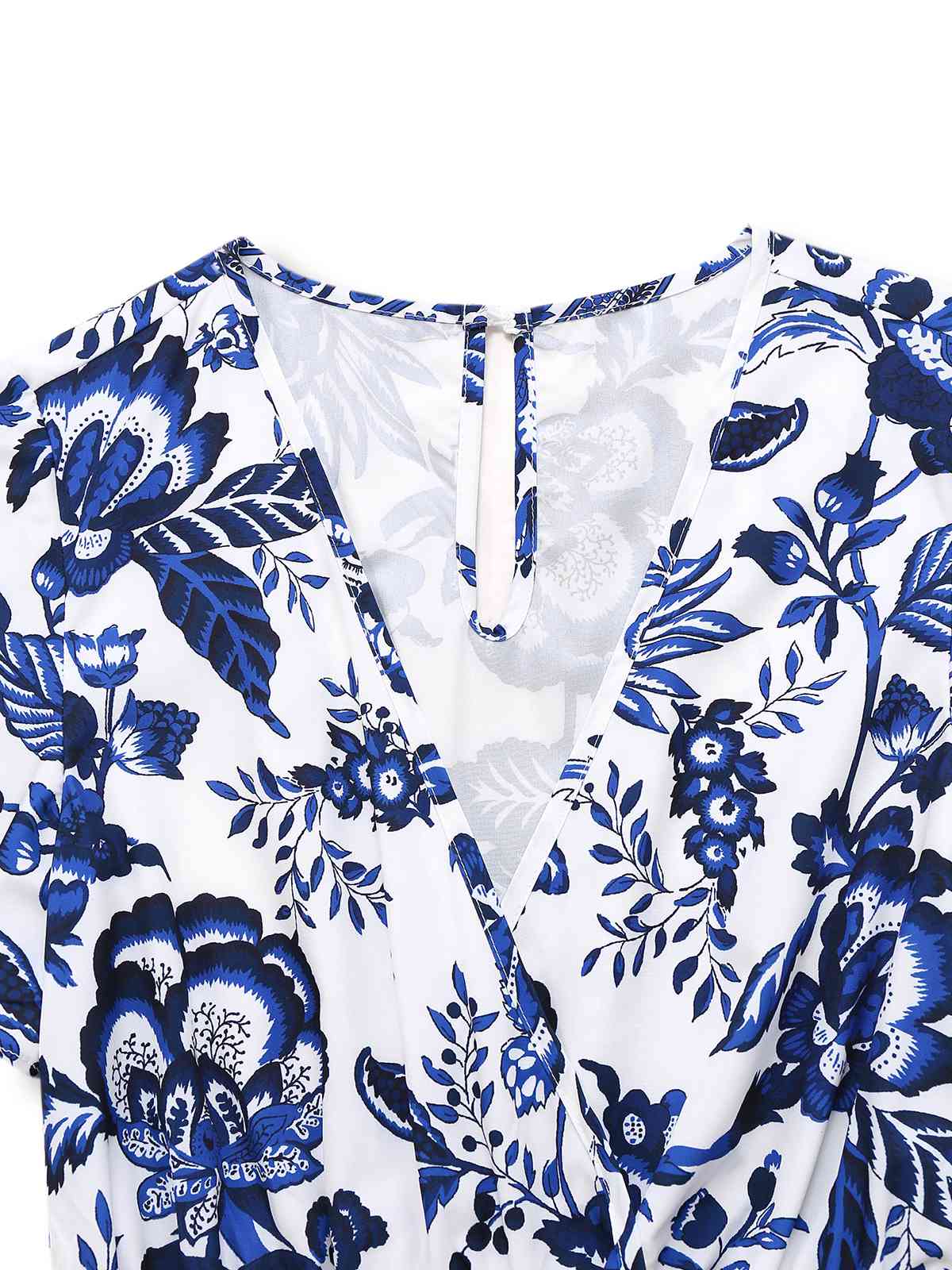 Blau 1950er Blau-Weiß-Porzellan Blumen Gürtel Romper - Image 3