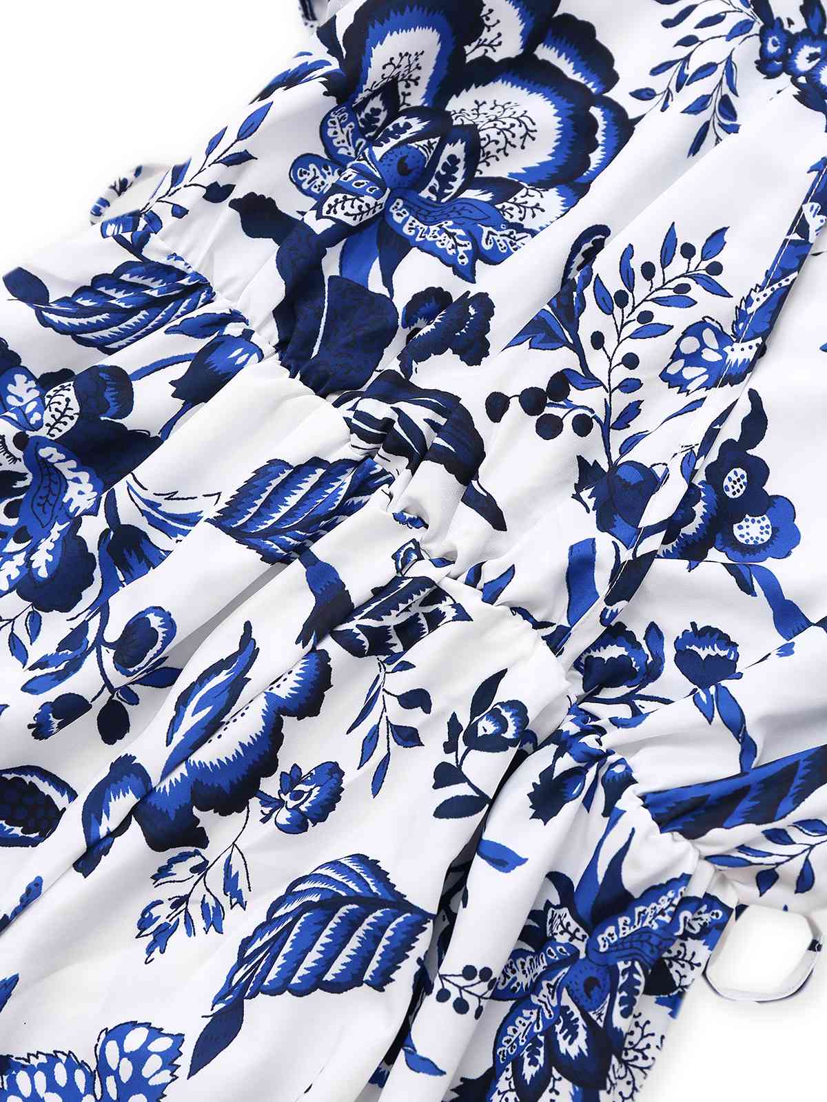 Blau 1950er Blau-Weiß-Porzellan Blumen Gürtel Romper - Image 5