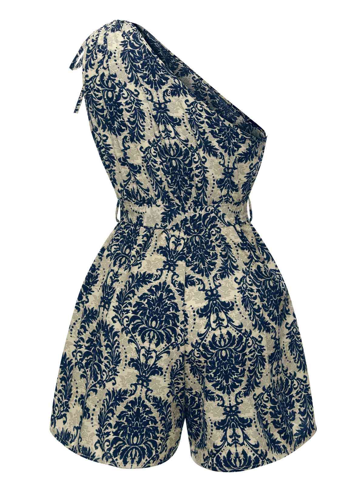 Blau 1950er Blumen Print Eine Schulter Romper - Image 3