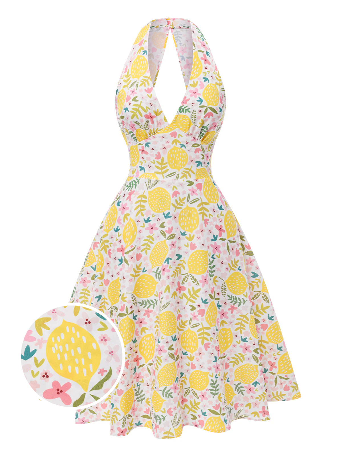 Blau 1950er Blumen V-Ausschnitt Kleid - Image 15