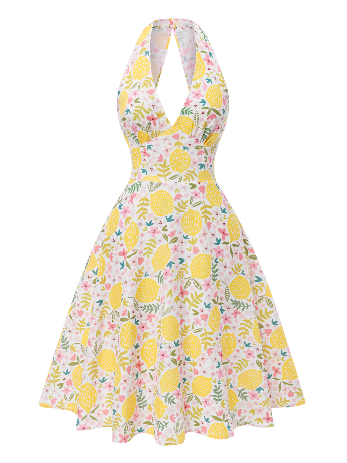 Blau 1950er Blumen V-Ausschnitt Kleid - Image 16
