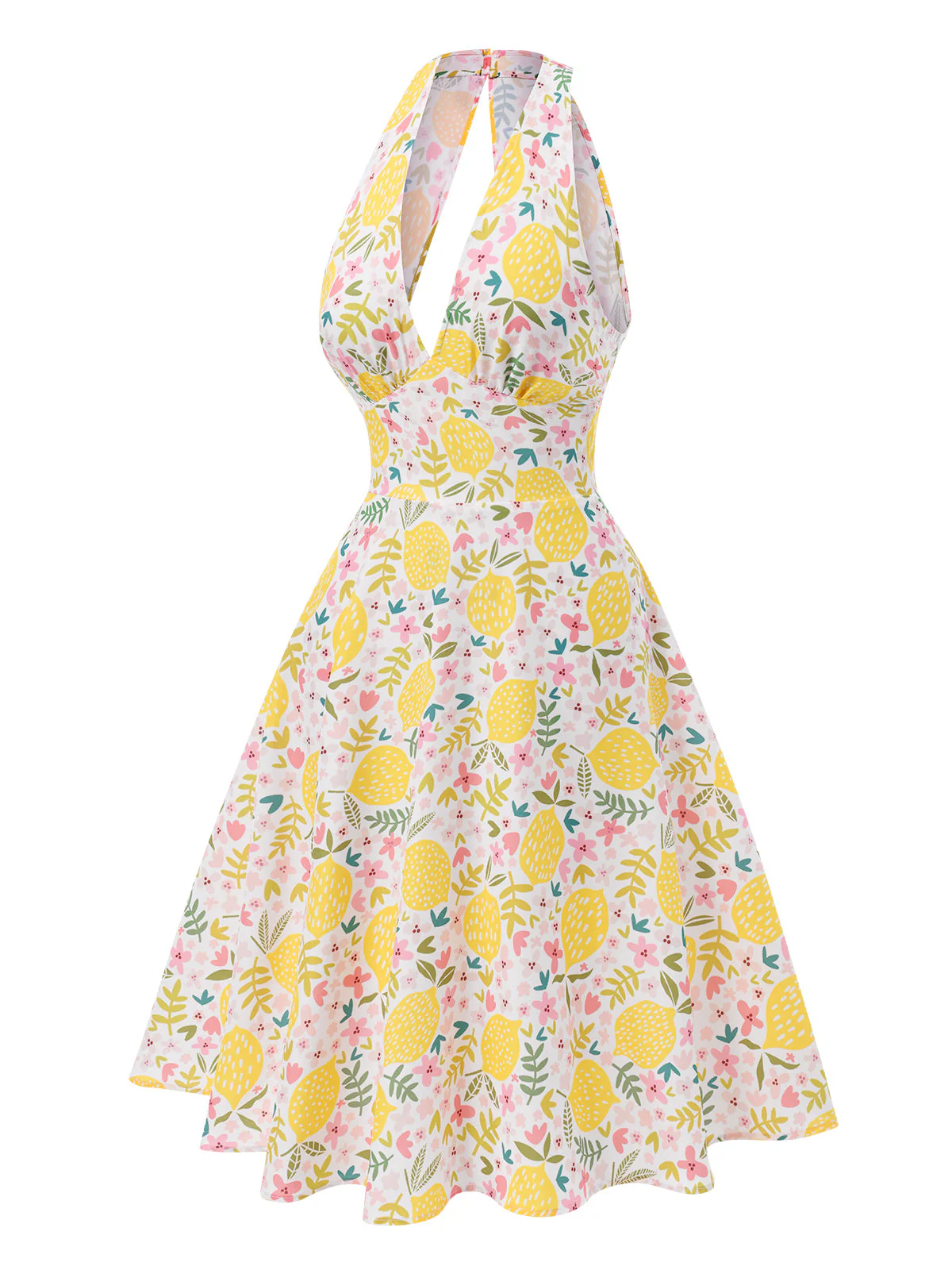 Blau 1950er Blumen V-Ausschnitt Kleid - Image 17