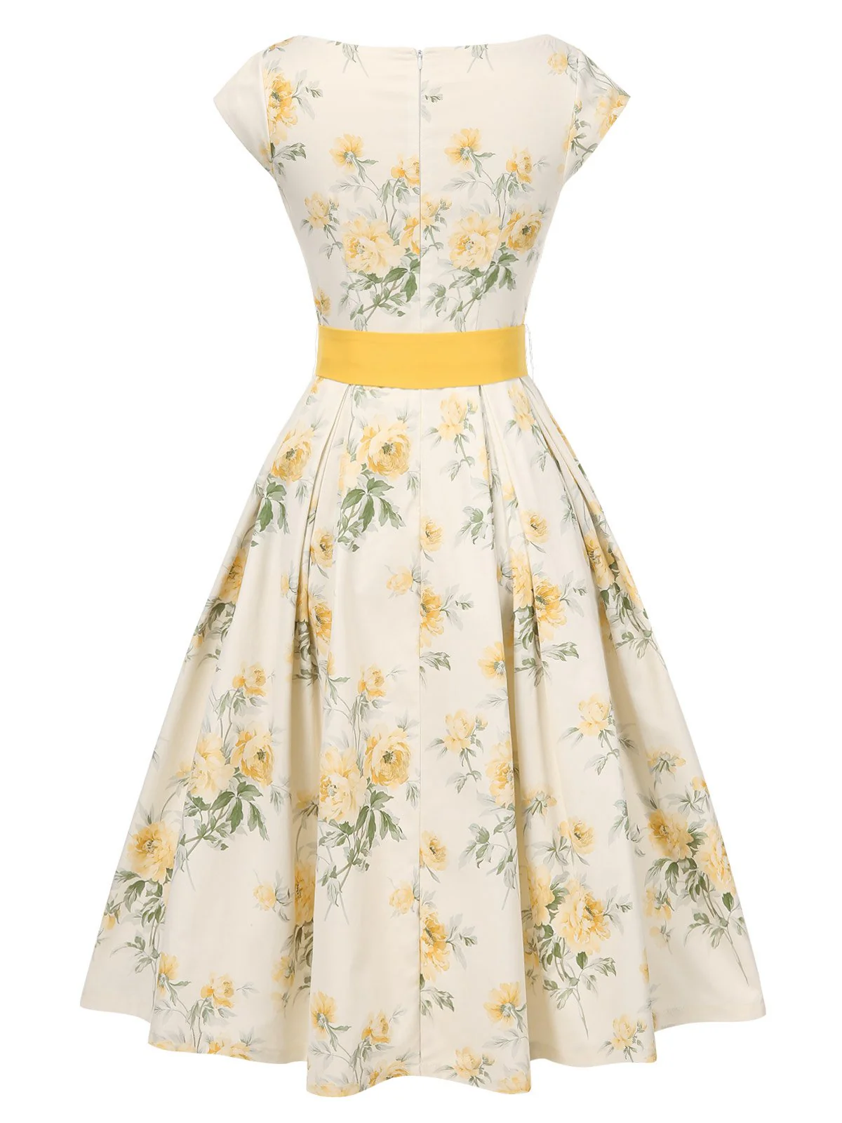 [Vorverkauf] Rosa 1950er Bootskragen Antiquität Blumen Kleid - Image 6