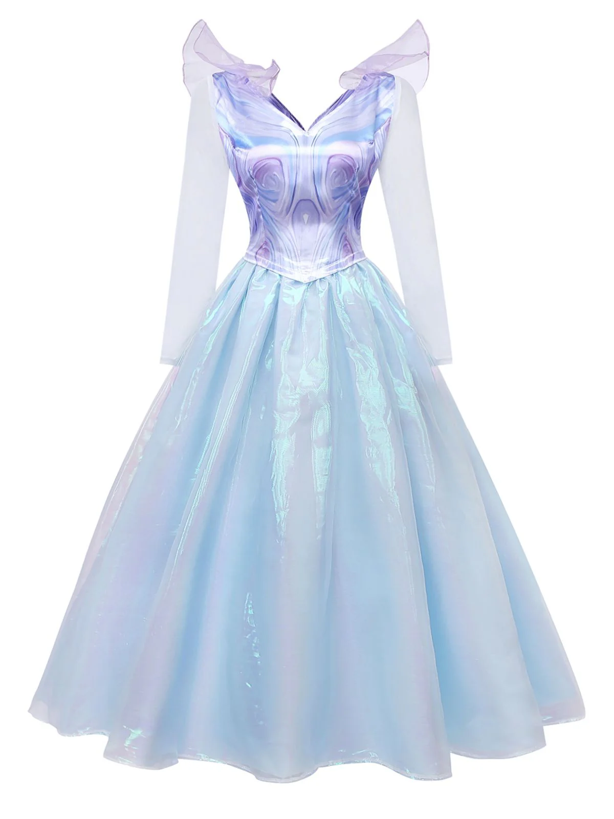 Blau 1950er Glinda Böse Hexe Netz Kleid - Image 2