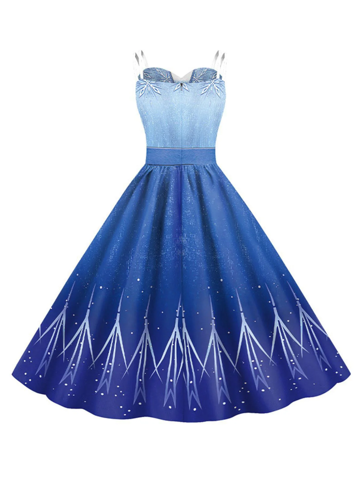Blau 1950er Elsa Pailletten Schneeflocke Träger Kleid - Image 5