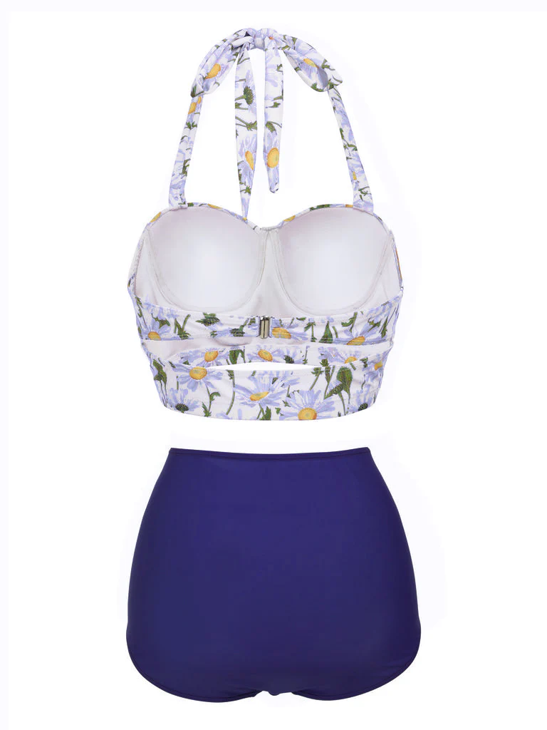 Grün 1950er Gänseblümchen Halter Bikini Set - Image 8