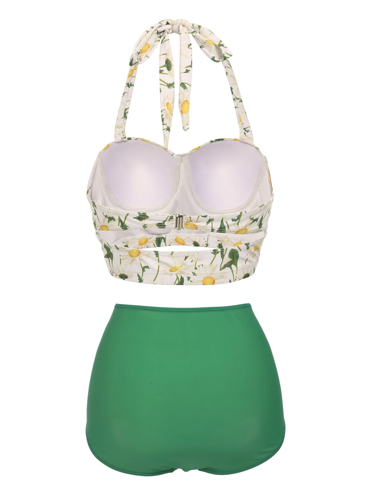 Grün 1950er Gänseblümchen Halter Bikini Set - Image 3