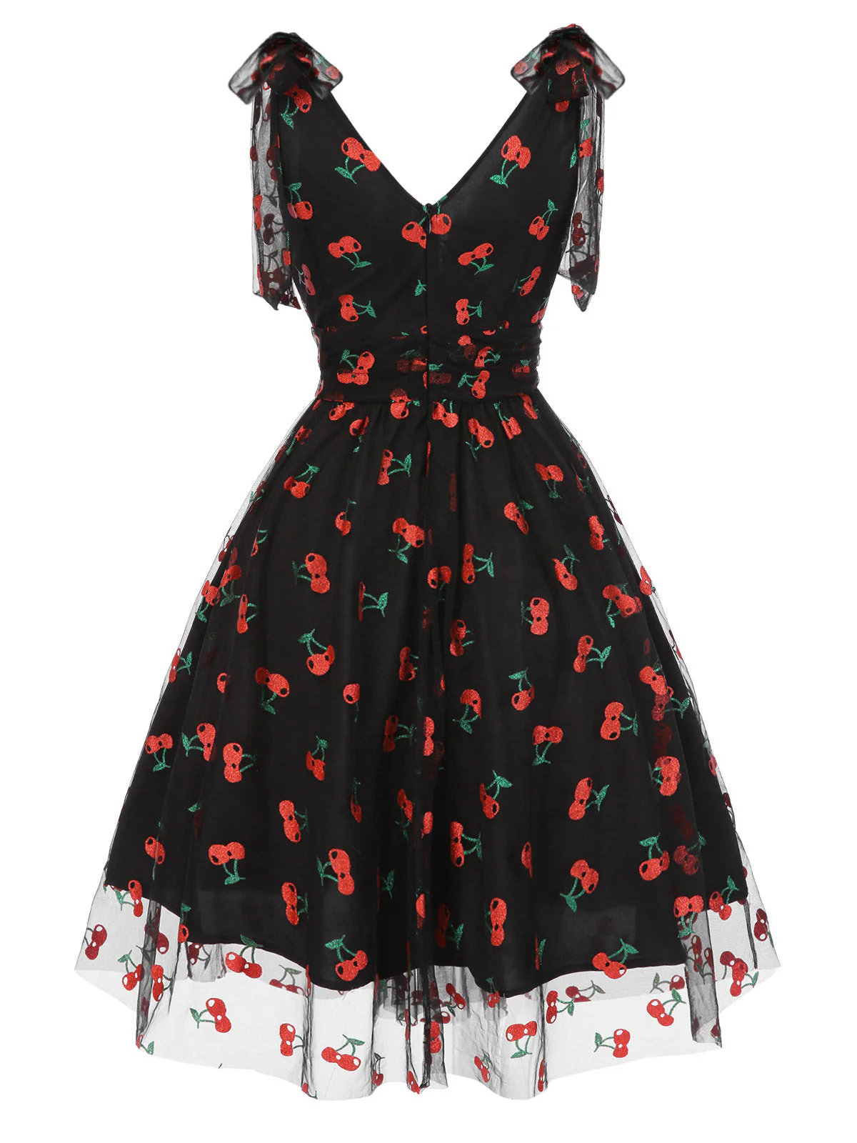 Rosa 1950er Erdbeer Netz Swing Kleid - Image 21