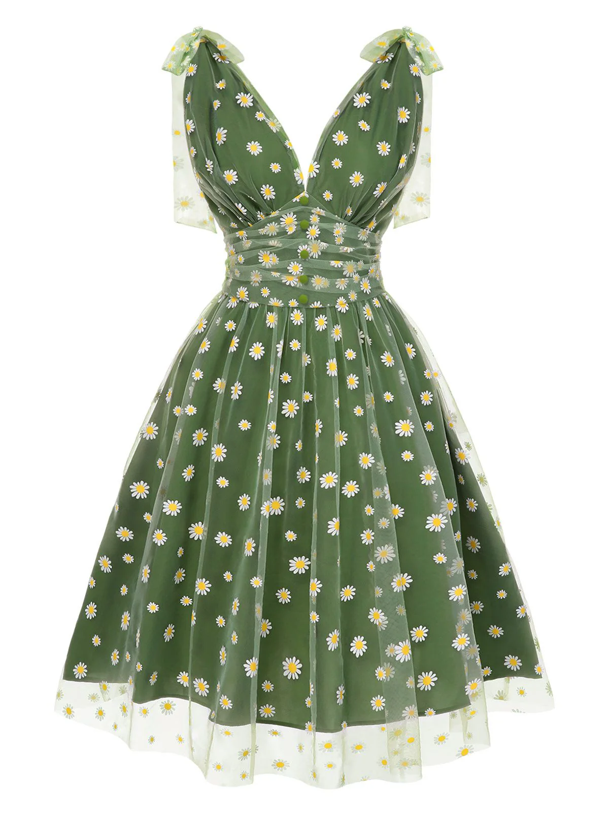 Rosa 1950er Erdbeer Netz Swing Kleid - Image 12