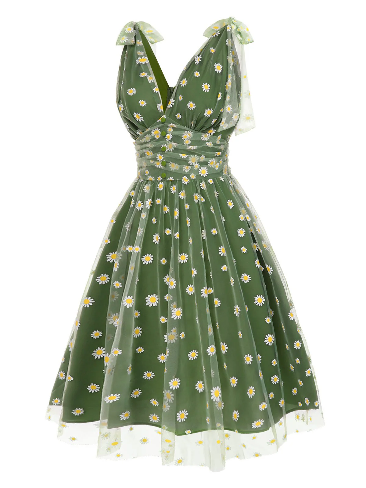 Rosa 1950er Erdbeer Netz Swing Kleid - Image 13