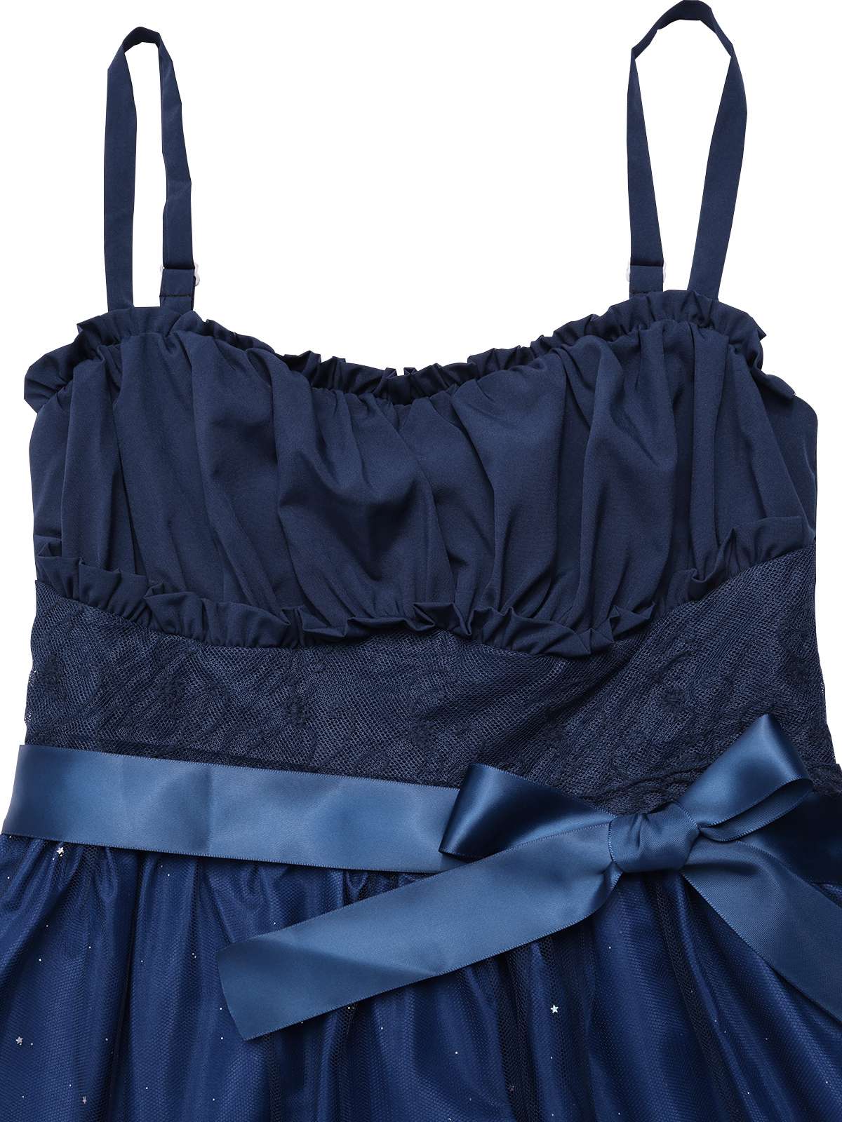 Blau 1950er Gradient Masche Taille Gesmoktes Kleid - Image 4