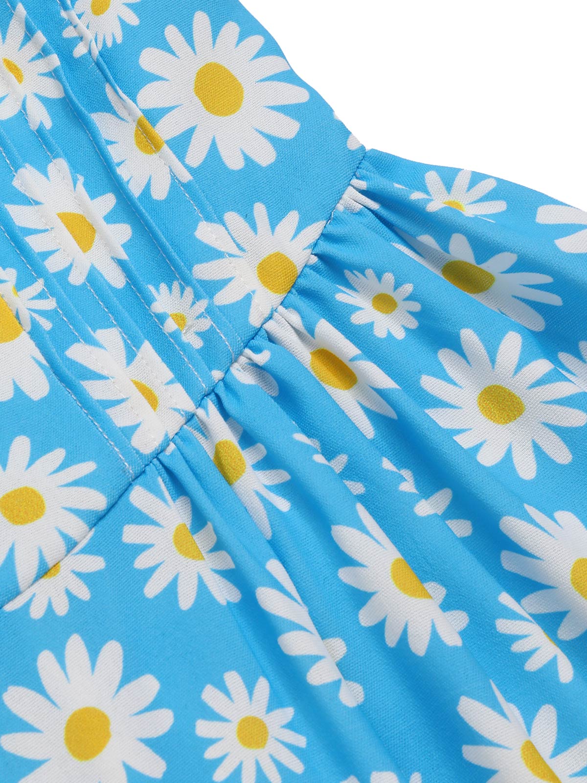 Blau 1950er Halter Spitze Gänseblümchen Kleid - Image 10
