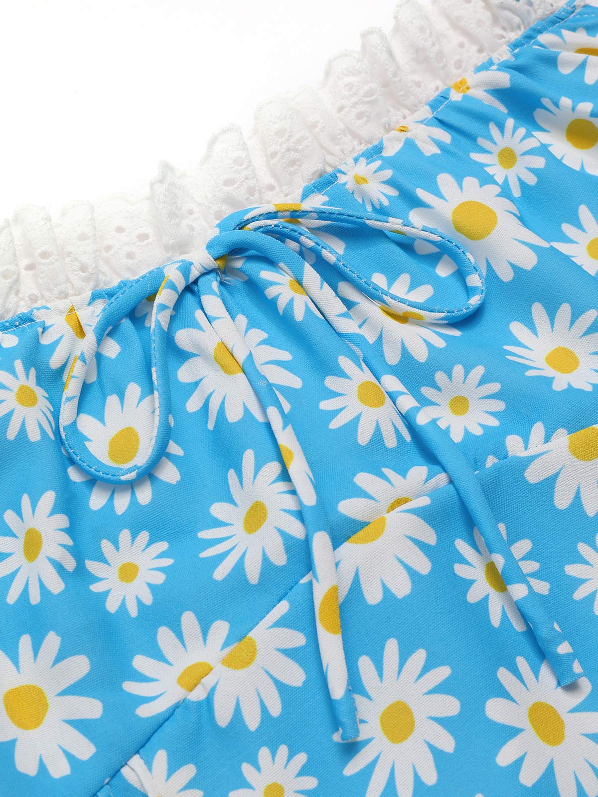 Blau 1950er Halter Spitze Gänseblümchen Kleid - Image 9
