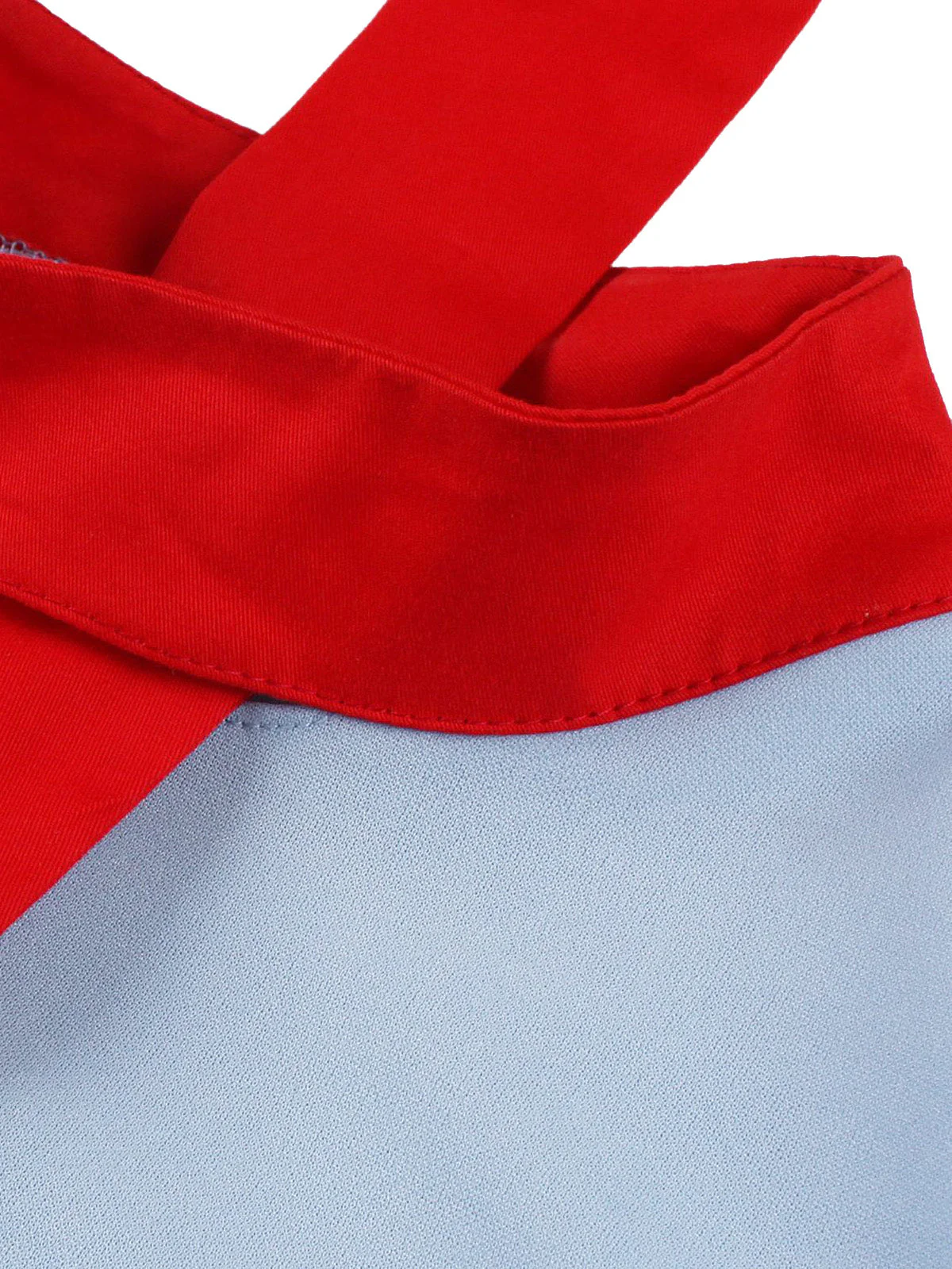Blau 1950er Kontrast Bindehals Hoch Kragen Kleid - Image 6