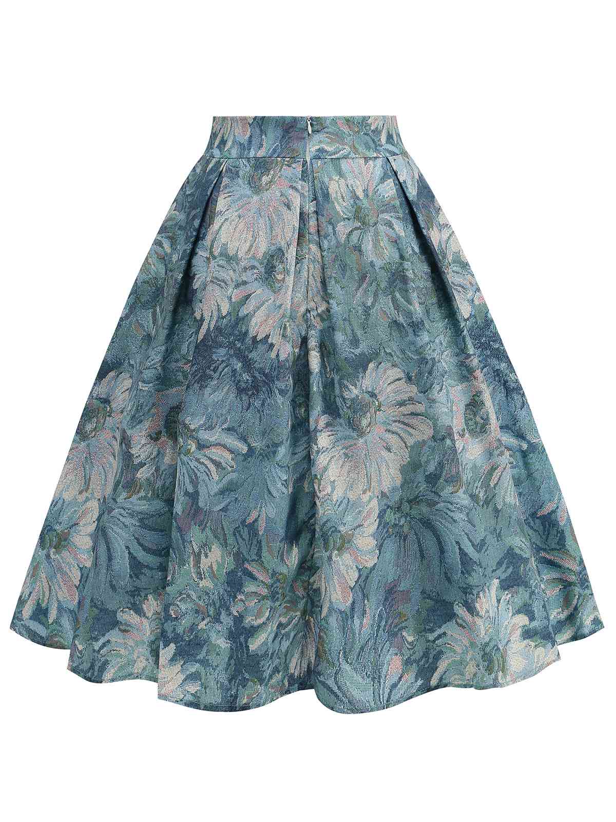 Blau 1950er Lotus Malerei Bogen Rock - Image 3