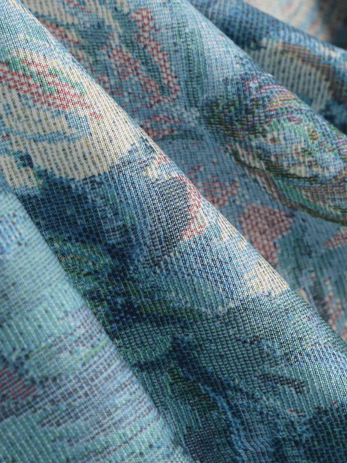 Blau 1950er Lotus Malerei Bogen Rock - Image 4