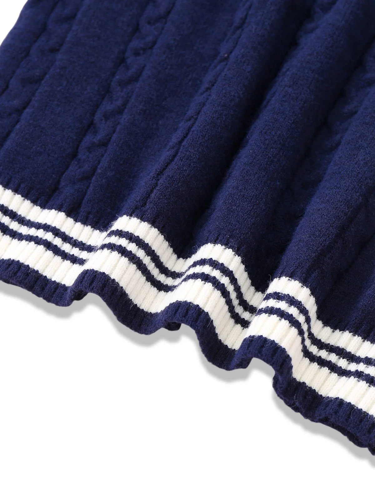 Blau 1950er Nautisch Stricken V-Ausschnitt Streifen Pullover - Image 6