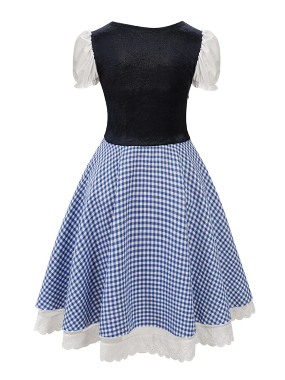 1950er Oktoberfest Dirndl Puffärmel Gingham Plaid Kleid - Image 11
