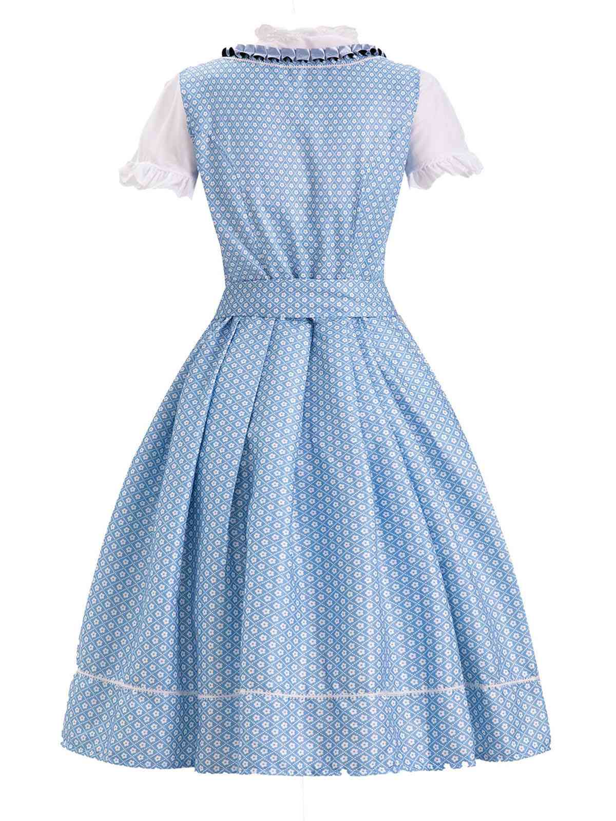 Blau 1950er Oktoberfest Dirndl Spitze Patchwork Kleid Set - Image 3