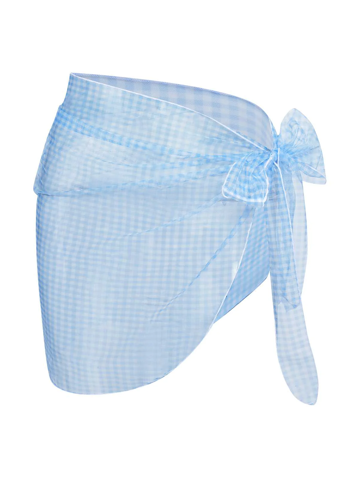 Blau 1950er Plaids Masche Cover-Up - Image 3