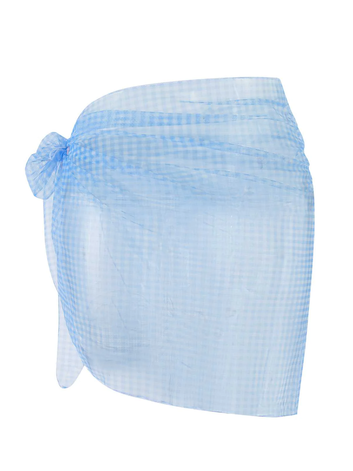 Blau 1950er Plaids Masche Cover-Up - Image 4