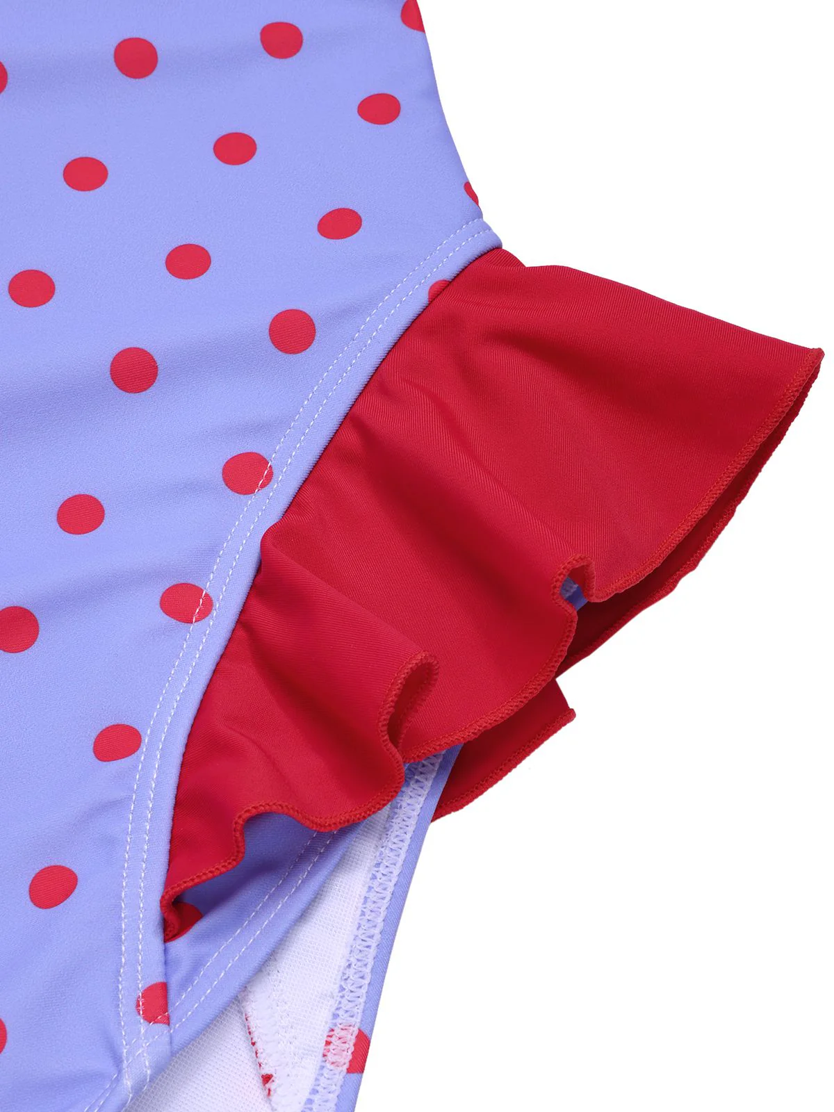 Blau 1950er Polka Dots Rüschen Badeanzug - Image 3