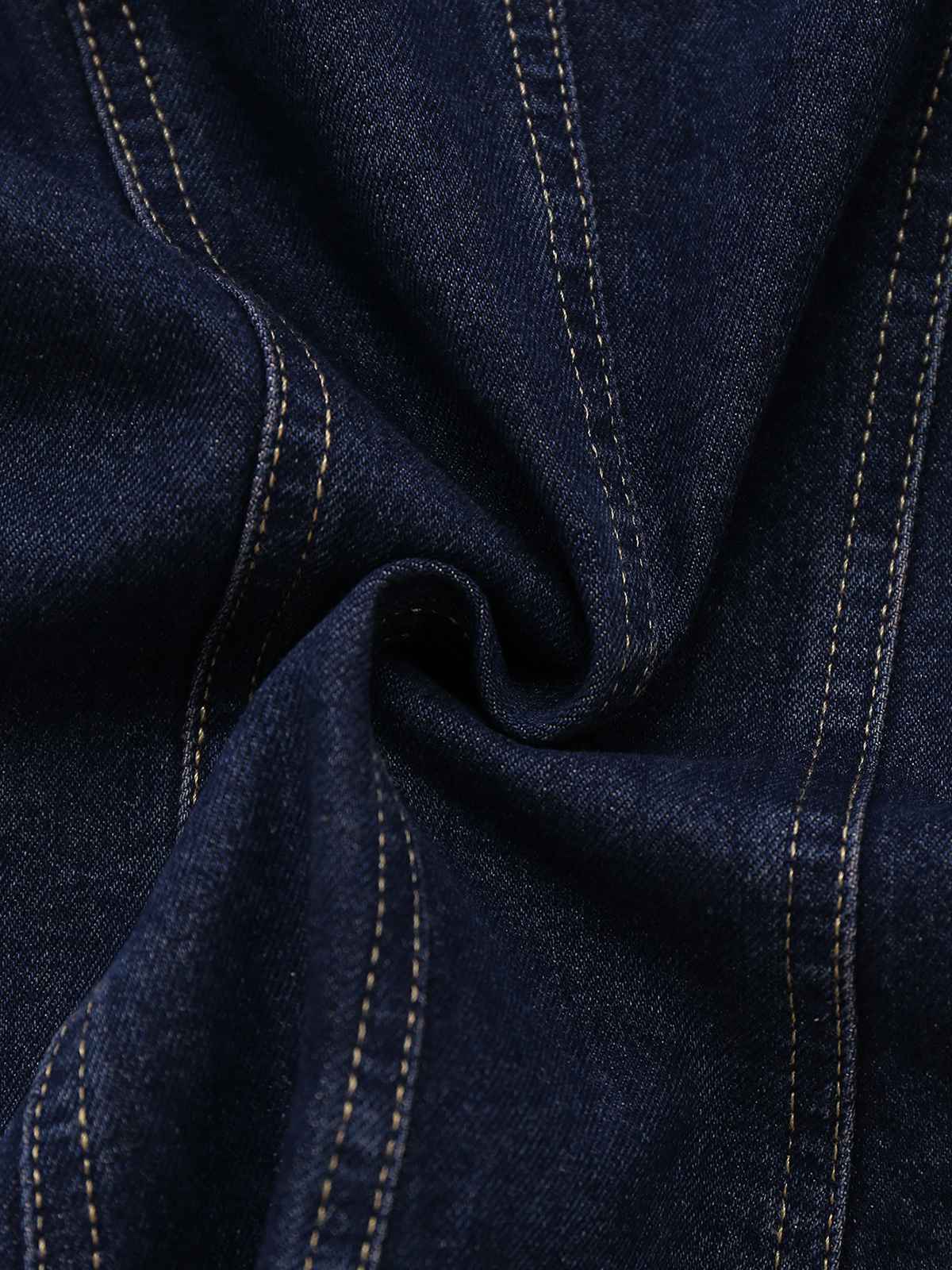 Blau 1950er Quadratischer Hals Tasteed Denim Weste - Image 5