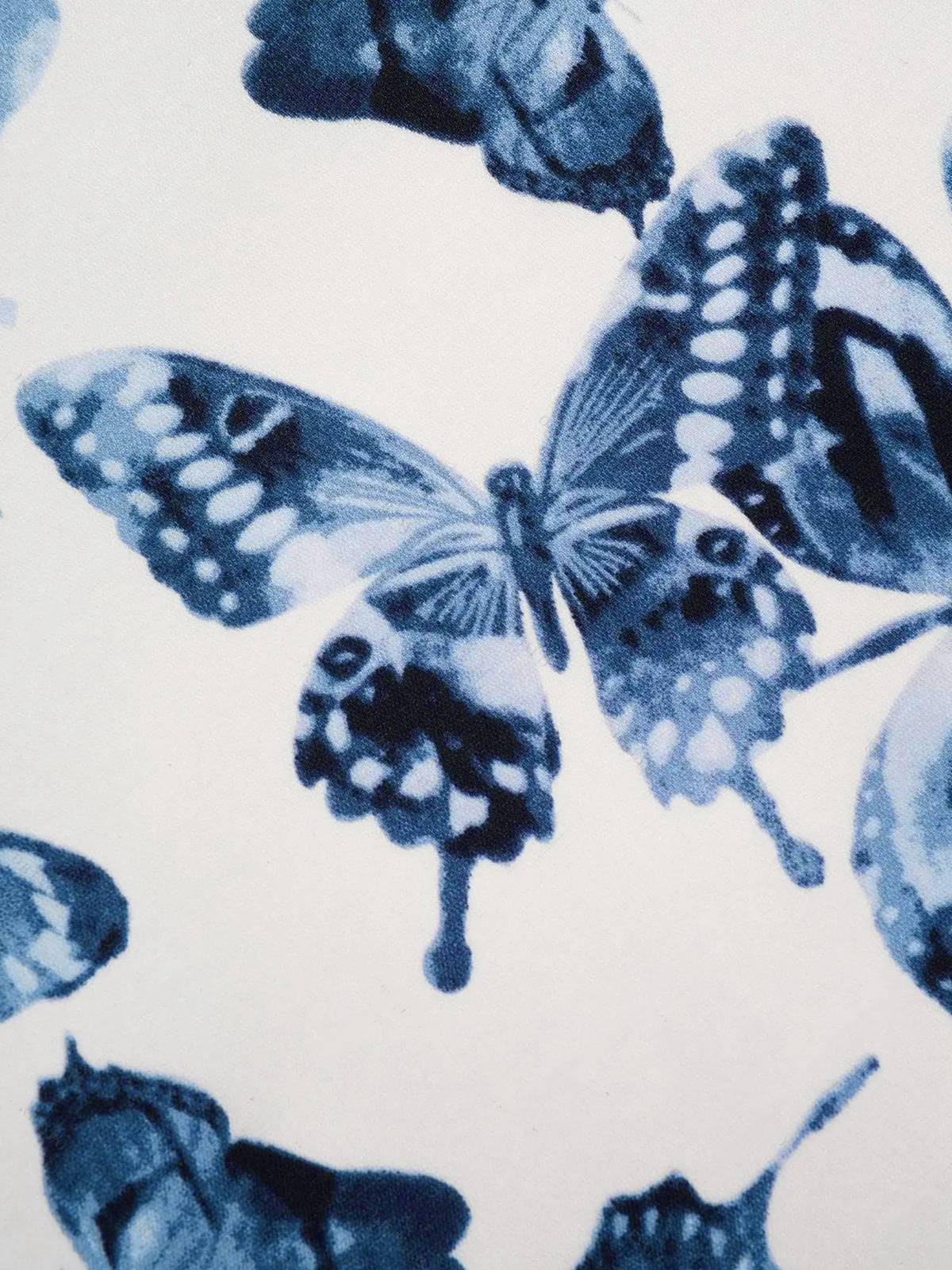 Blau 1950er Roses Träger Schnürung Plissiertes Kleid - Image 4