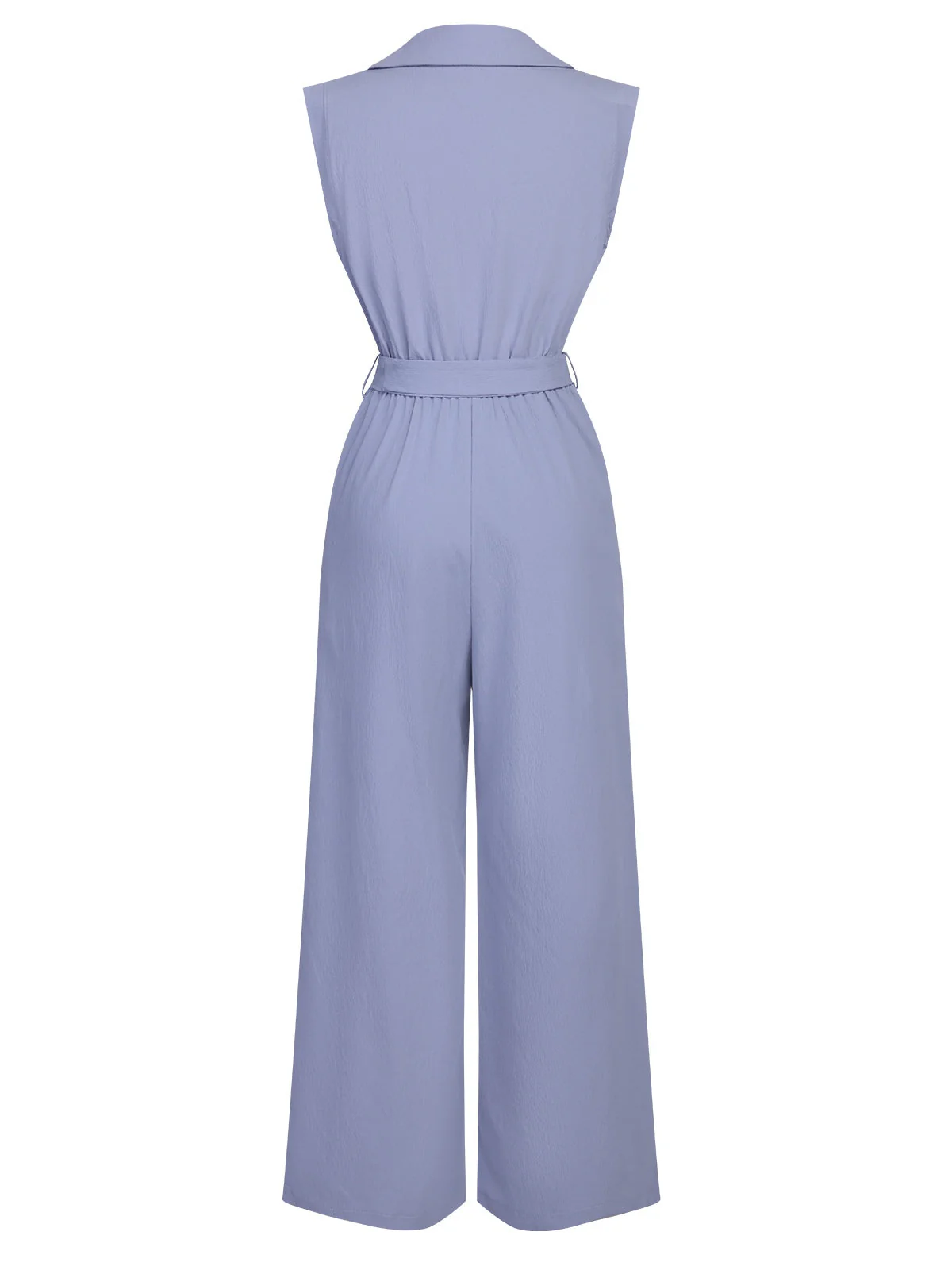 Blau 1950er Solide Flügelärmel Revers Jumpsuit - Image 2