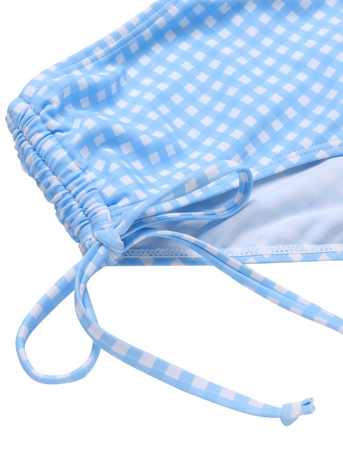 Blau 1950er Spaghetti Träger Plaids Badeanzug - Image 7