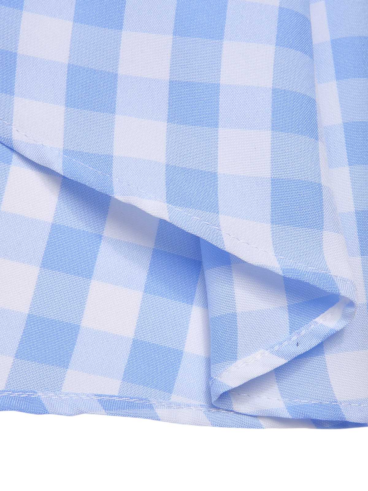 Blau 1950er Spaghettiträger Plaids Schleife Dekor Kleid - Image 9