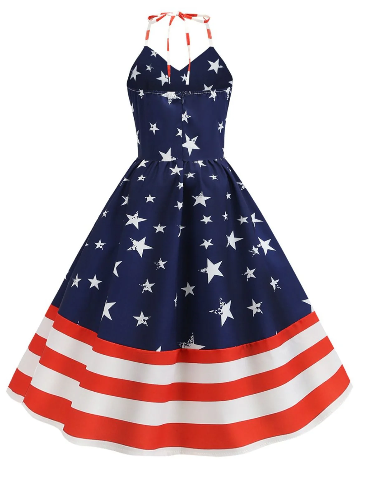 Blau 1950er Sterne & Streifen Swing Kleid - Image 3