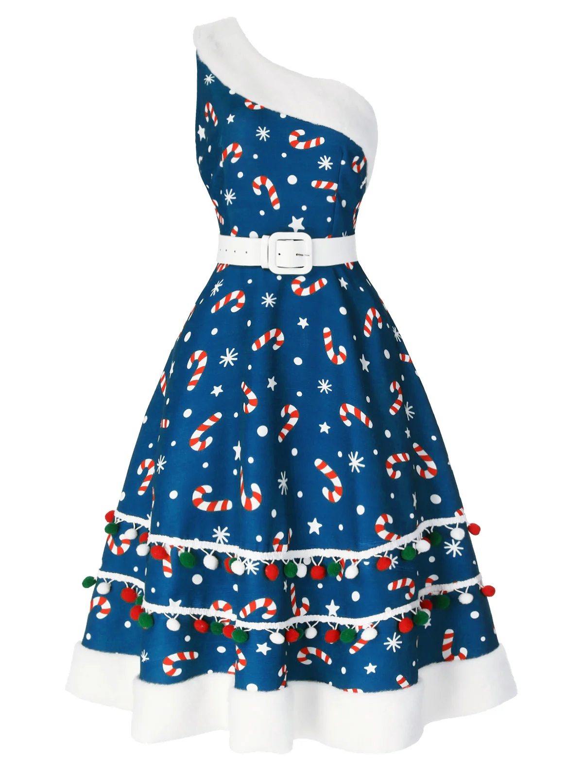 Rot 1950er Süßigkeiten Eine Schulter Kleid - Image 10