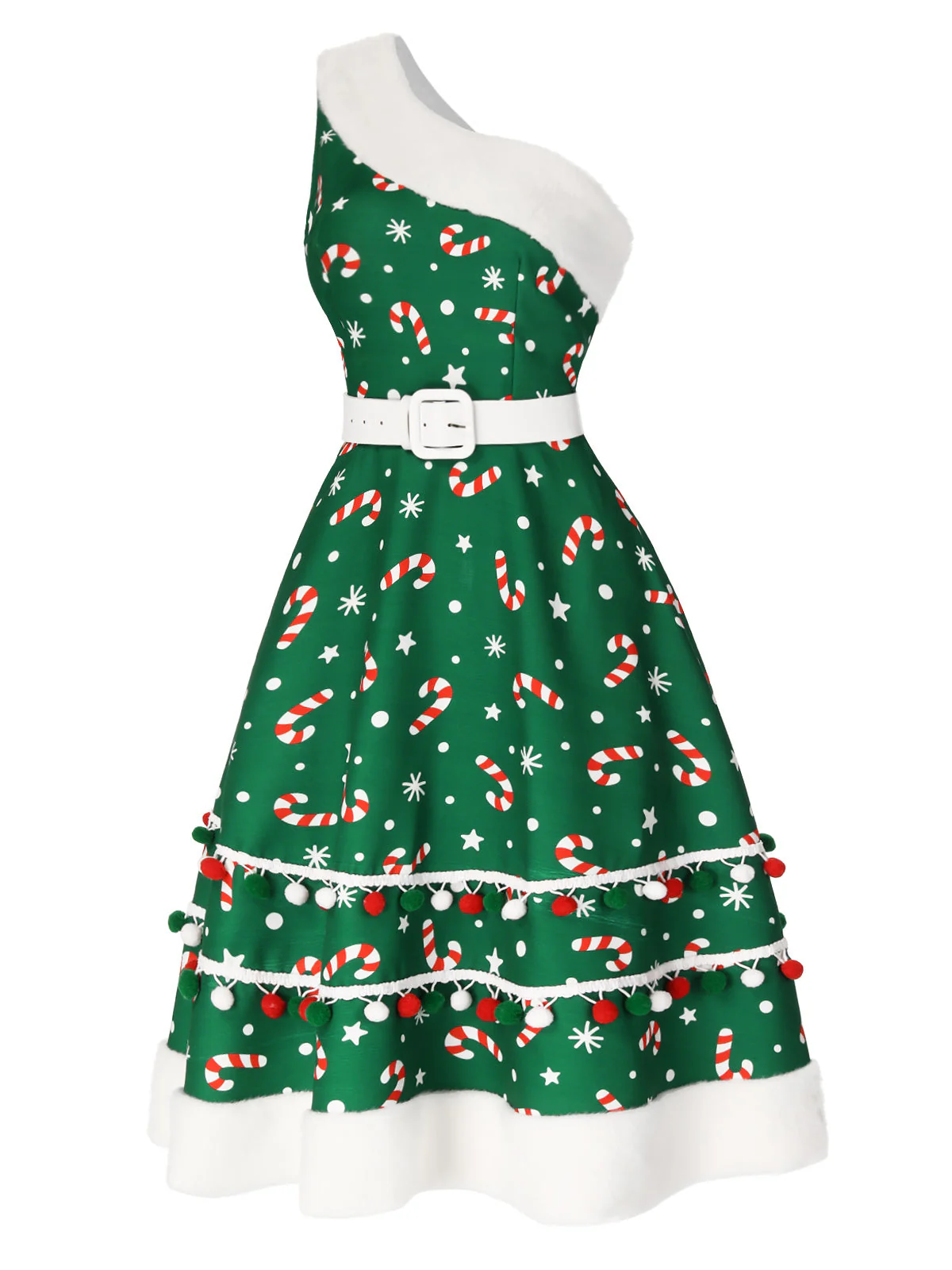 Rot 1950er Süßigkeiten Eine Schulter Kleid - Image 5