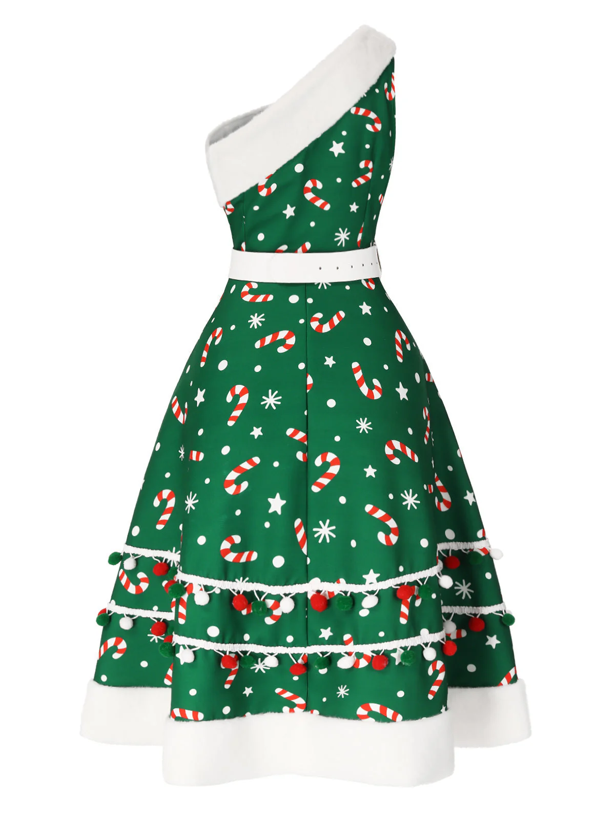 Rot 1950er Süßigkeiten Eine Schulter Kleid - Image 6