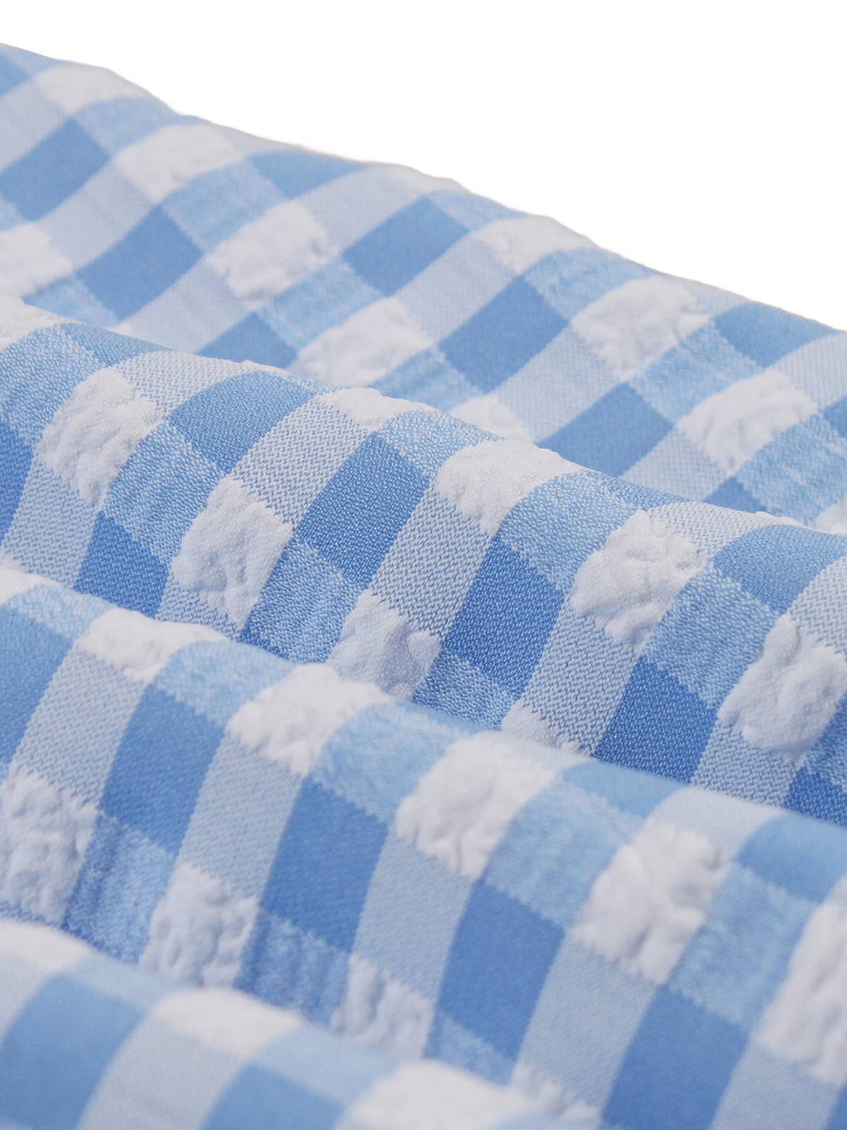 Blau 1950er Vichy-Karo Rüschen Schwing Kleid - Image 8