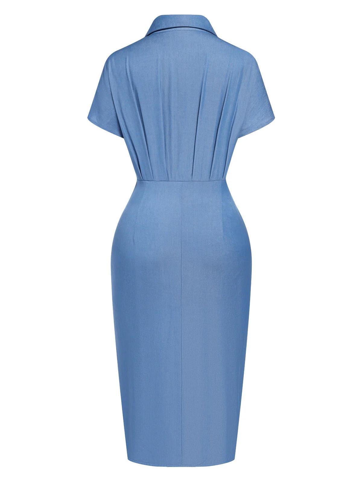 Blau 1960er Dolman-Ärmel Tencel Denim Hemd Kleid - Image 3