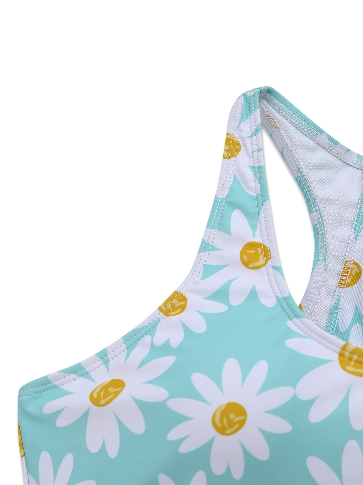 Blau 1960er Gänseblümchen Check Tankini Set - Image 4