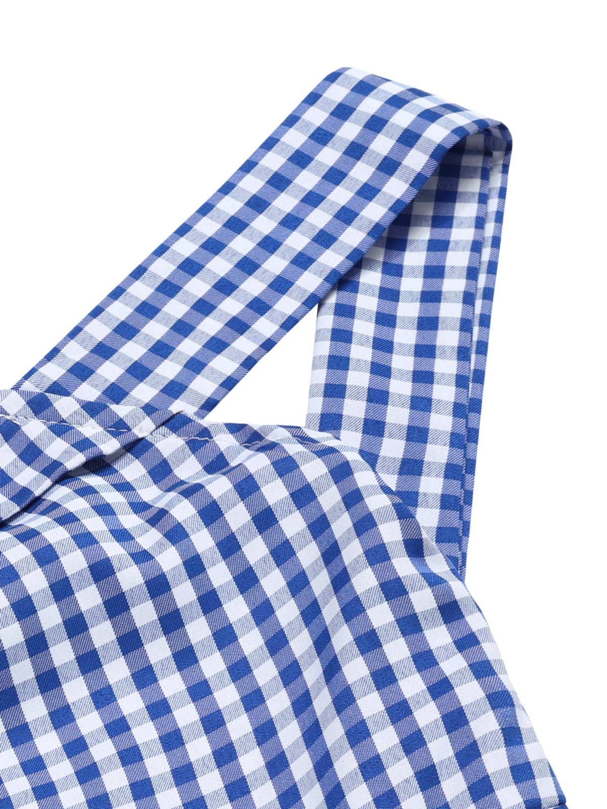 Blau 1960er Halter Eine Schulter Plaid Bleistift Kleid - Image 7