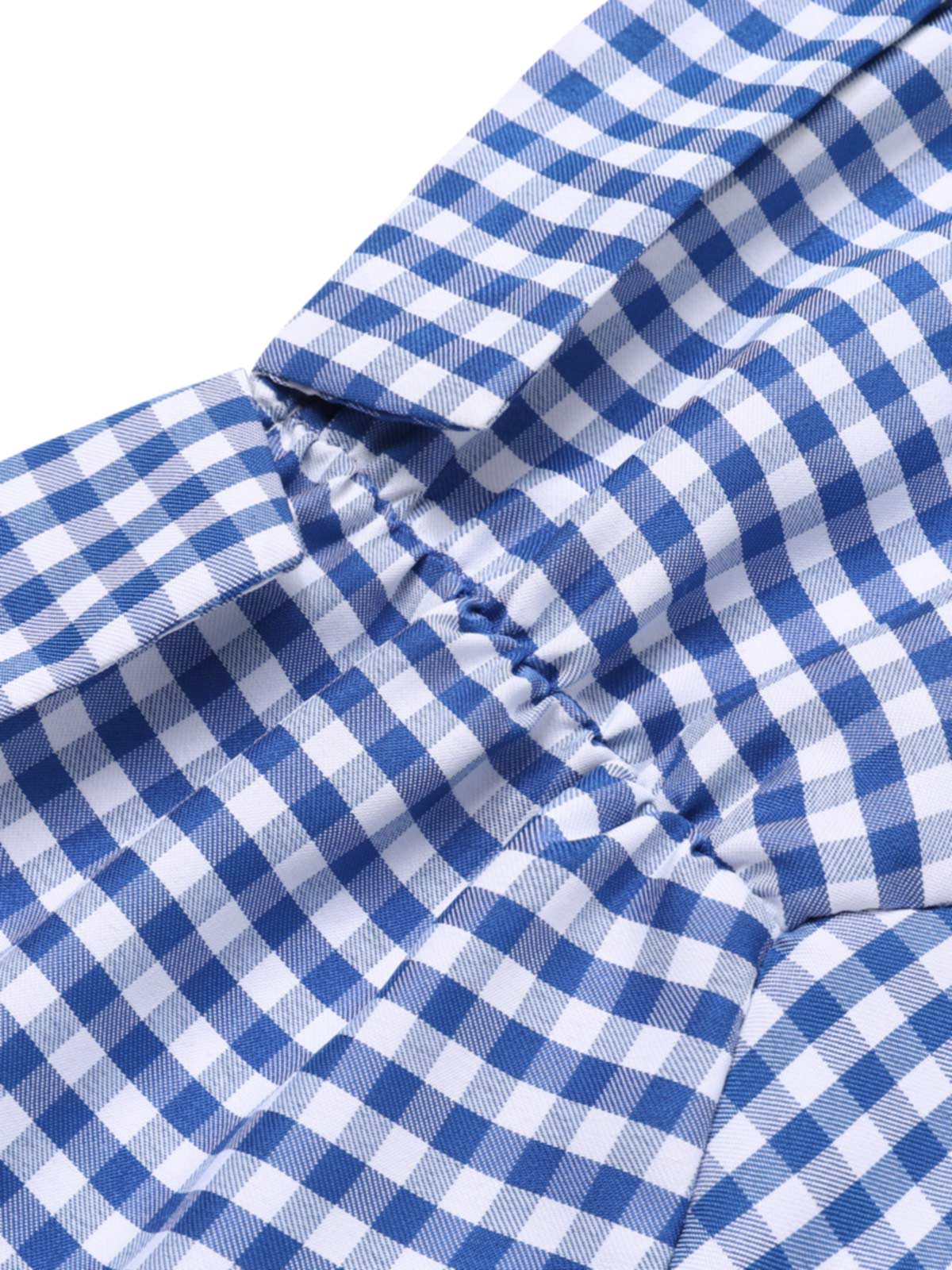 Blau 1960er Halter Eine Schulter Plaid Bleistift Kleid - Image 8