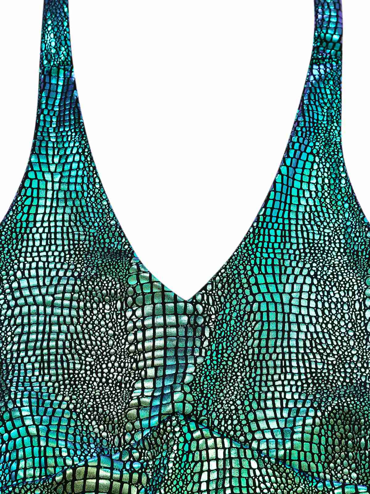 Blau 1960er Halter Metallic Irisierend Ausgestellt Jumpsuit - Image 4