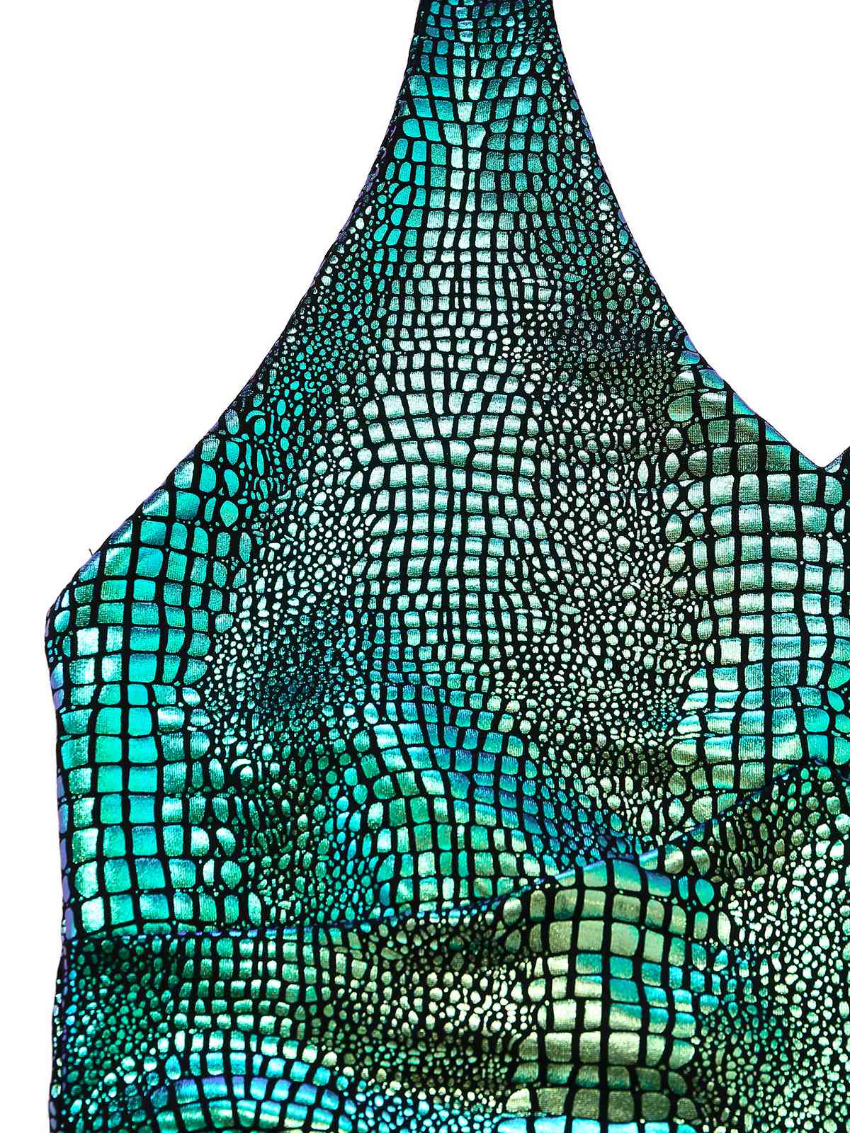 Blau 1960er Halter Metallic Irisierend Ausgestellt Jumpsuit - Image 5