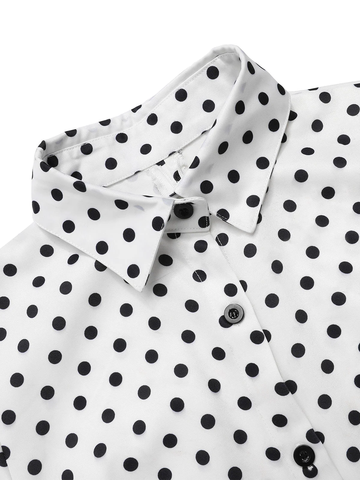 Blau 1960er Hemdkragen Polka Dots Patchwork Kleid - Image 5