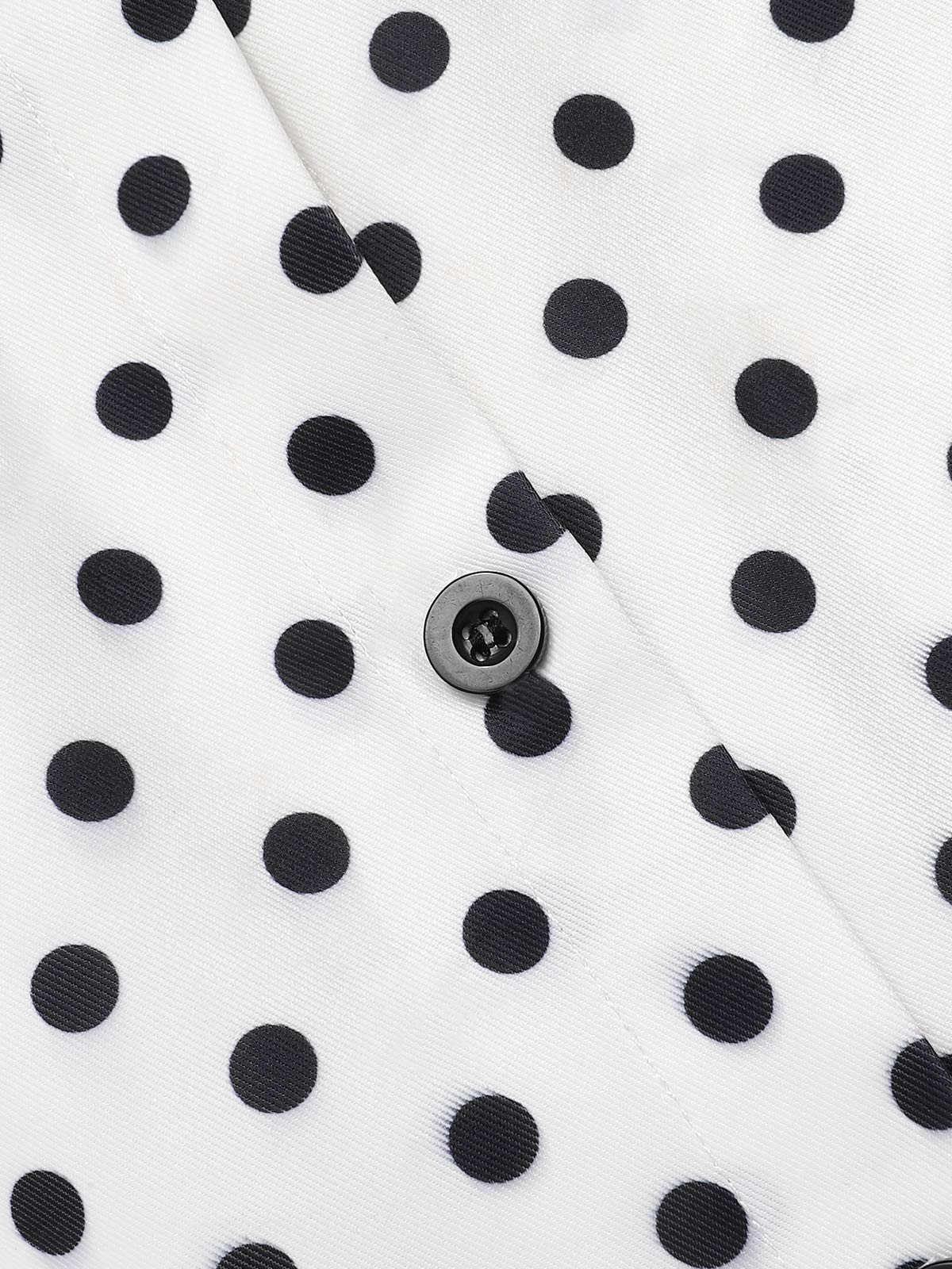 Blau 1960er Hemdkragen Polka Dots Patchwork Kleid - Image 6