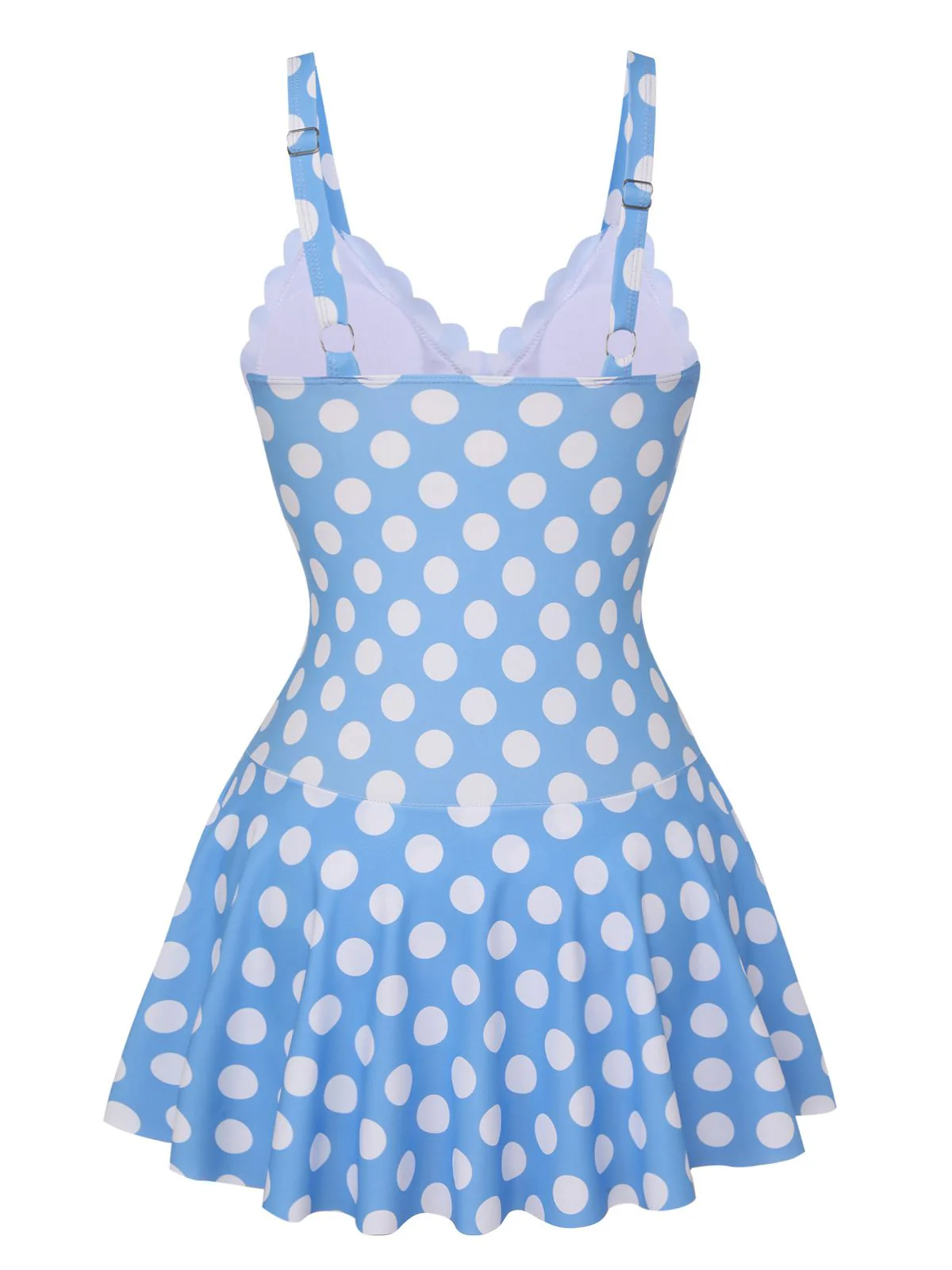 Blau 1960er Polka Dot Blütenblatthals Badeanzug - Image 5
