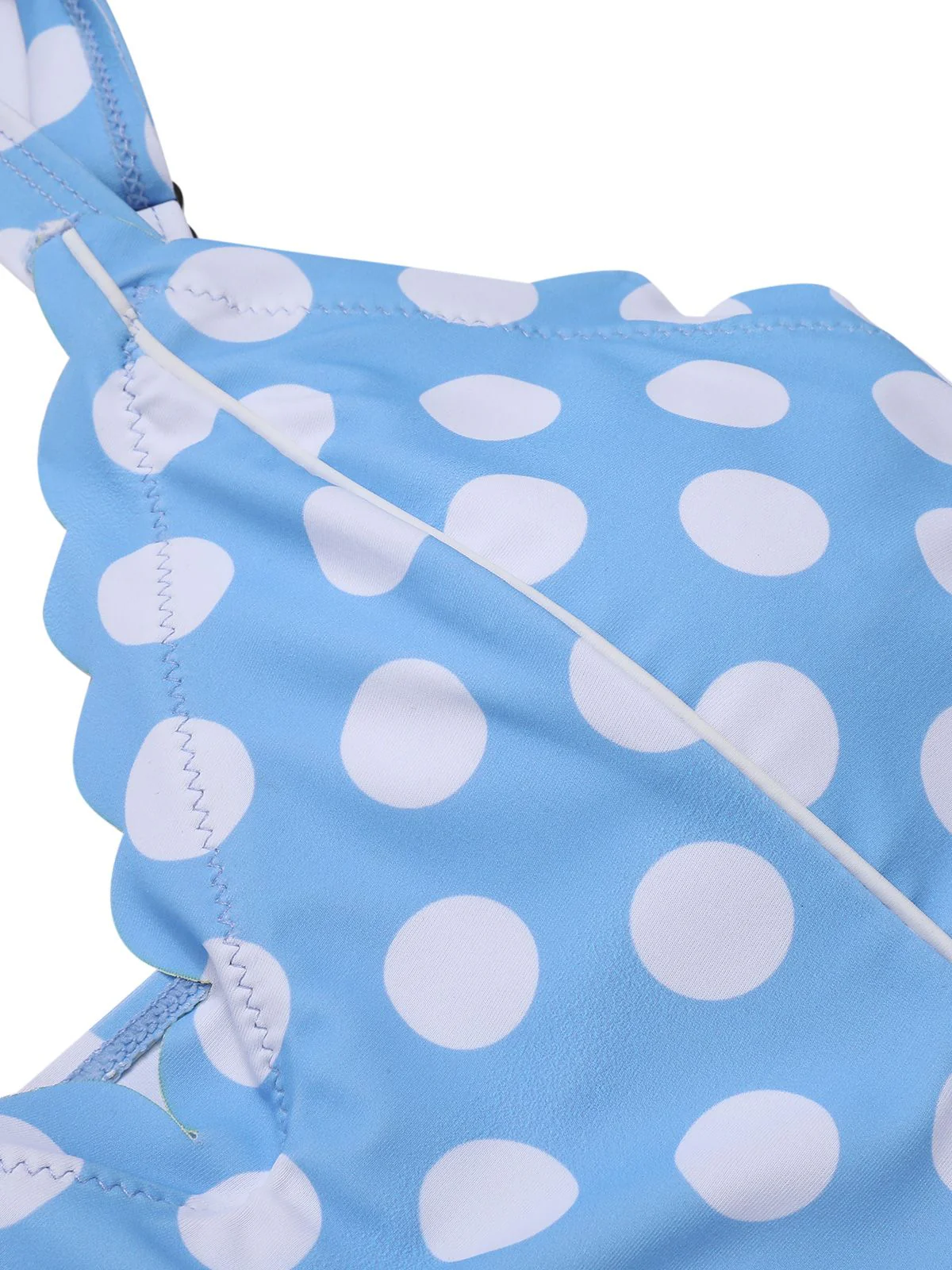 Blau 1960er Polka Dot Blütenblatthals Badeanzug - Image 6