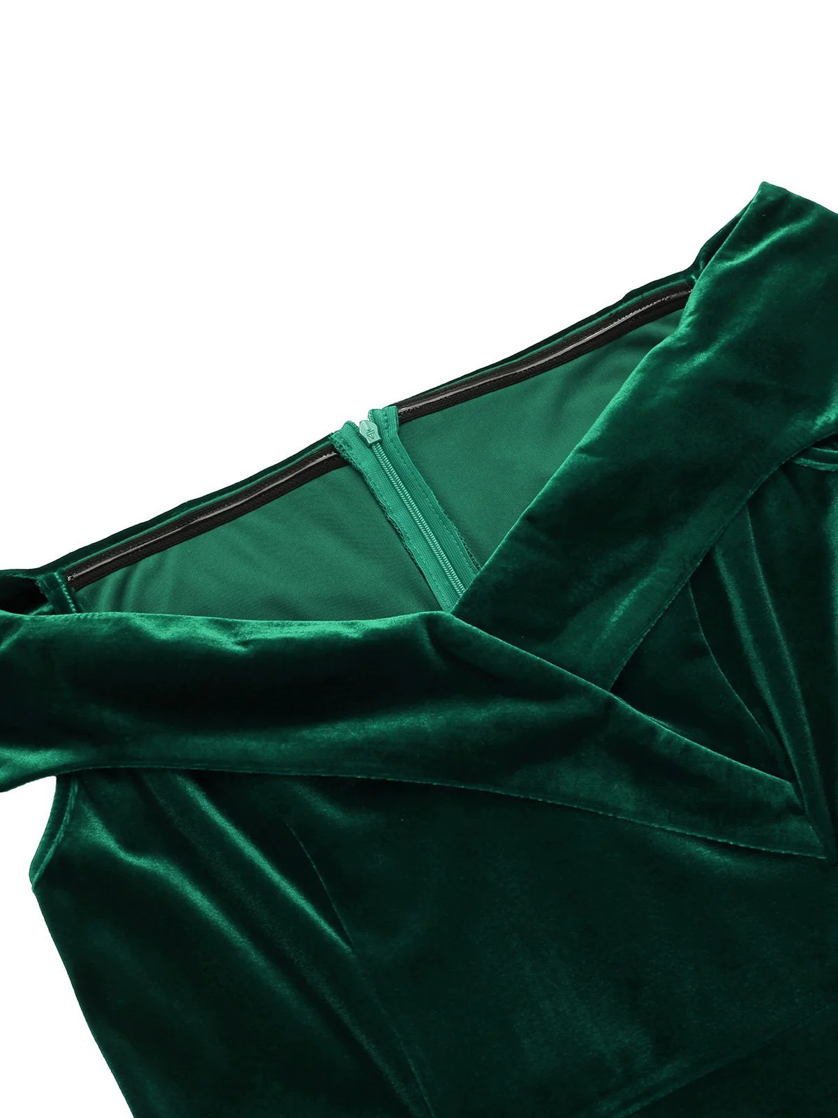 Grün 1960ER SCHULTERFREIES, FIGURBETONTES SAMTKLEID - Image 10