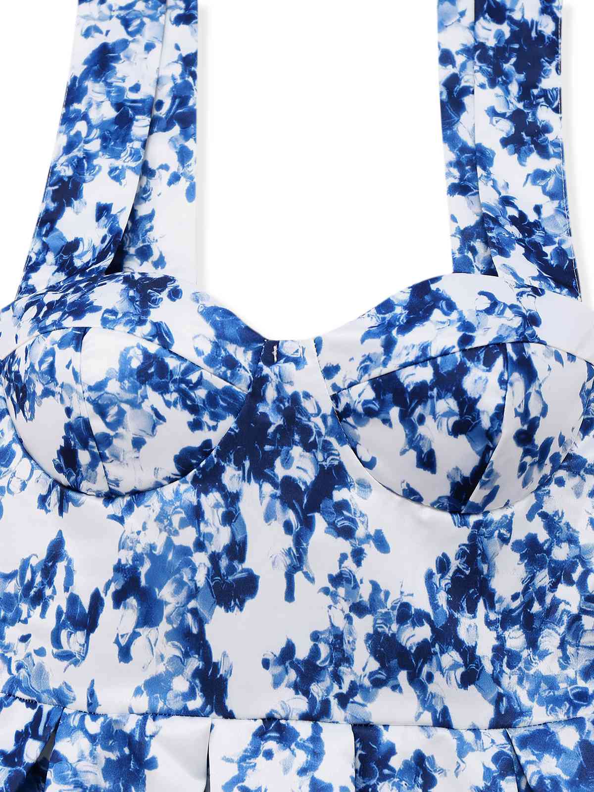 Blau 1960er Schulterkrawatte Blumen Skater Kleid - Image 3